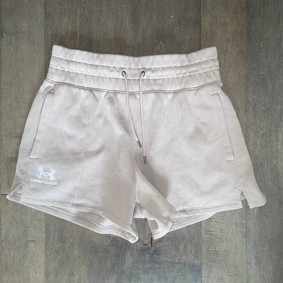 Pantalones cortos Under Armour Heatgear Flex tejidos tiro alto tostados/desnudos para mujer talla mediana Foto 2 de 4