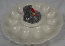 Vintage Deviled Egg Hard Boiled Egg Holder With Covered Center Well (REPAIRED)