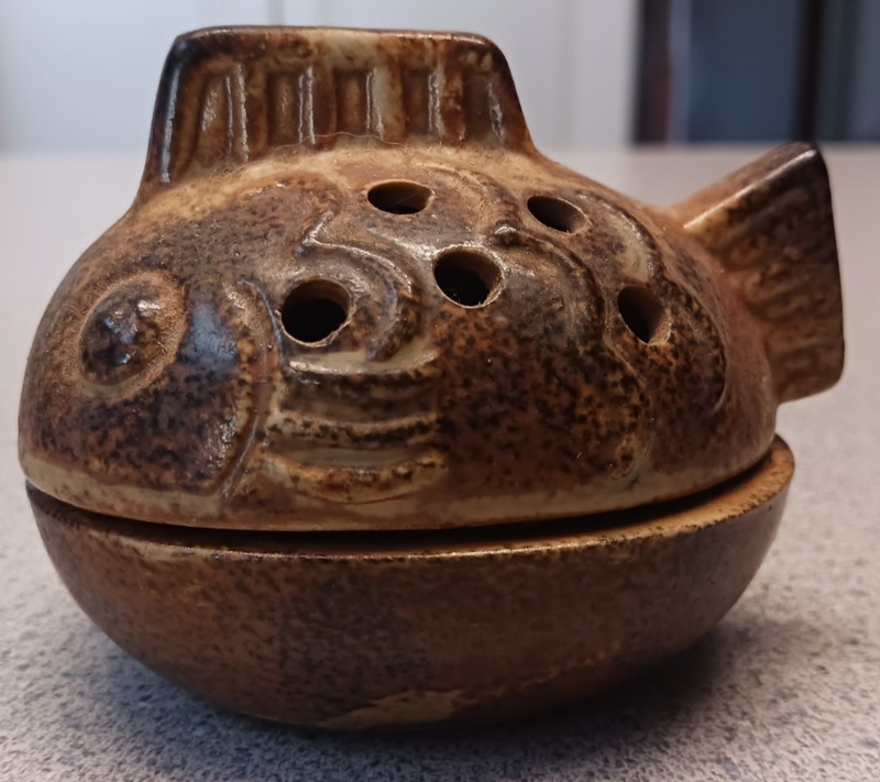 Vintage Viking Importrade Brown Fish Ceramic Incense Burner 2.5" x 3" Japan