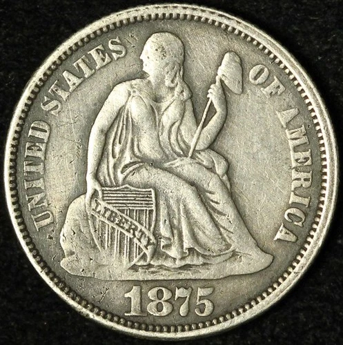 1875-P Seated Liberty Dime — photo from the most recent tracked eBay sale