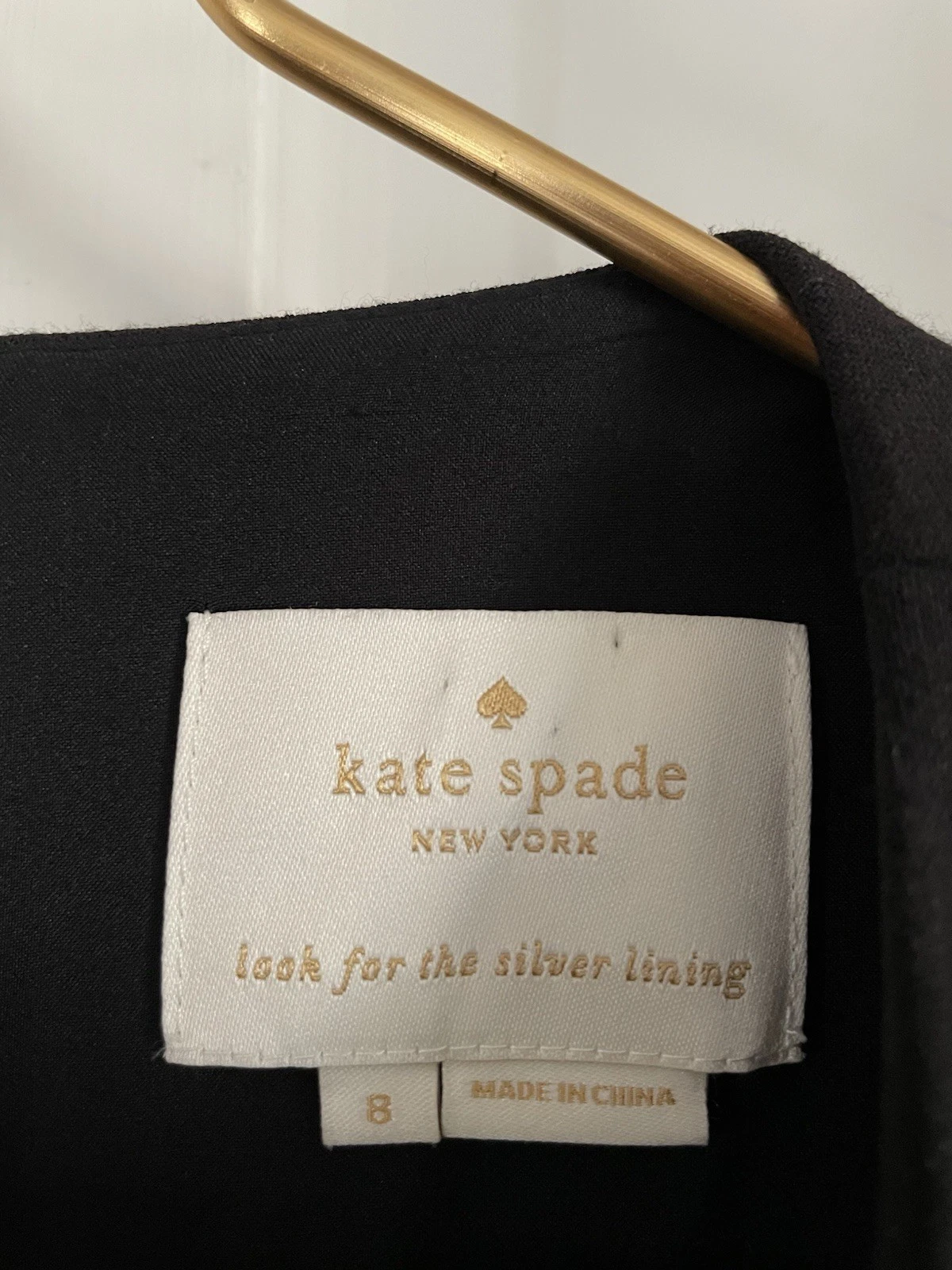 Abito nero Kate Spade cerniera oro taglia 8 NJMU4930