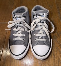 Zapatillas Converse All Star Niños Mid Top Con cordones Gris/Blanco EE. UU. 2 UE 33,5