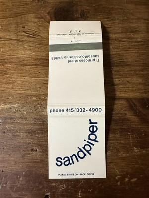 G782 Sandpiper Sausalito California Vintage Matchbook Cover
