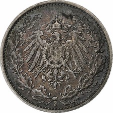 [#1029705] GERMANY - EMPIRE, 1/2 Mark, 1907, Hambourg, Silver, AU, KM:17