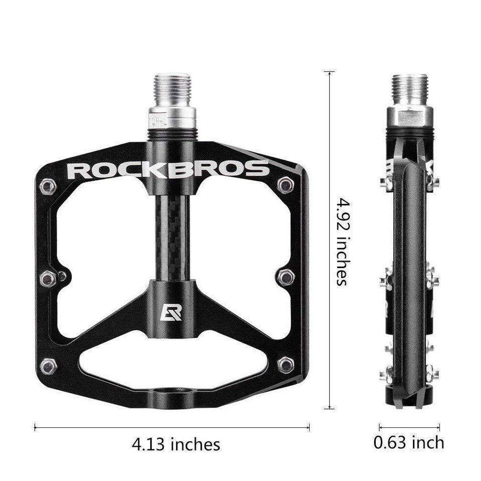 ROCKBROS Pedal de Bicicleta 9/16" Fibra de Carbono Rodamientos Sellados Bicicleta Pedales de Ciclismo Foto 4 de 4