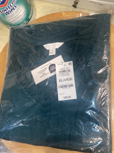 Women's XL - 2-Pc. Cotton V-Neck Packaged Pajama Set, Created for Macy's, Green - Picture 6 of 13