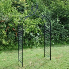 Metal Decorative Garden Arch with Ground Spikes Climbing Plant Support Trellis