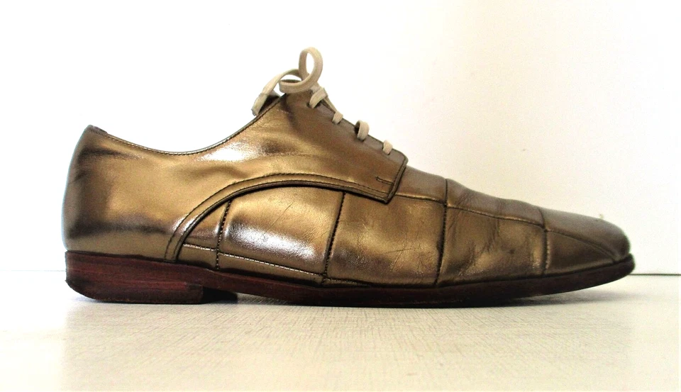 Zapatos De Colección Comme Des Garcons 7 1/2 EE. UU. 23 1/2 Japón Mujeres Oro Patchwork Cuero Foto 4 de 4