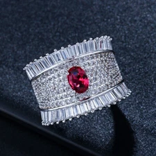 Gorgeous Silver Plated Pave Setting Cubic Zircon Engagement Wedding Crown Ring 