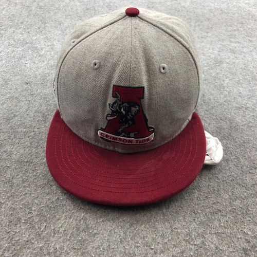 Alabama Crimson Tide Hat Cap Fitted 7 3/8 Embroidered Logo Gray Red Helmet Logo - Picture 2 of 12