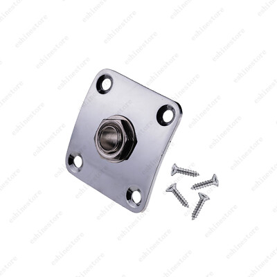 Electric Guitar Output Square Jack Metal Plate Socket with Screws For Les Paul