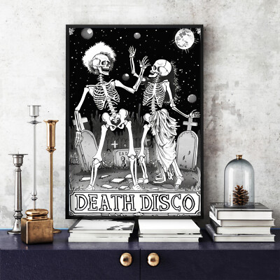 Death Disco Skelett Poster, schwarz-weiß, Death Disco Skelett Druck (52)