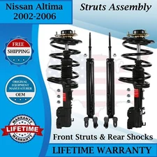 Monroe OEM Front Strut & Rear Shock For 2002-2006 Nissan Altima Lifetime Warran.