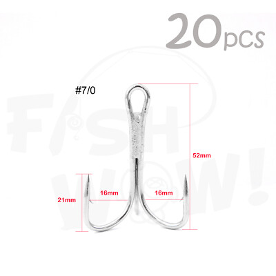 20pcs 7/0 Fishing 3x Treble Nickel Hook super Sharp Fish WOW!  premium quality