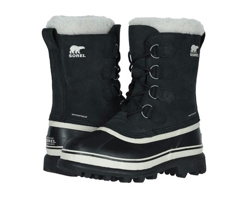 NEW $200 SOREL CARIBOU WP WATERPROOF WOMEN'S BOOTS BLACK/STONE NL 1005-0101 SZ 6
