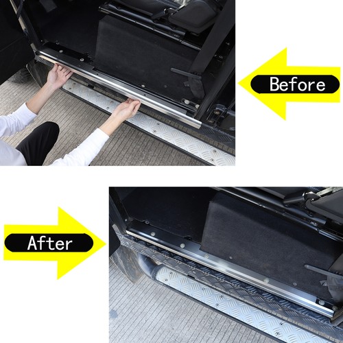 Steel Inner Door Sill Scuff Bar Edge Guard Plate For Land Rover Defender 2004-19 - Picture 7 of 10