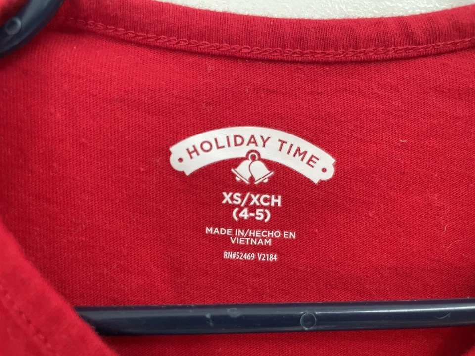 Vacaciones Tiempo Niños Niñas Probador de Galletas Navidad Vacaciones Manga Larga Camisa Roja XS Foto 2 de 4