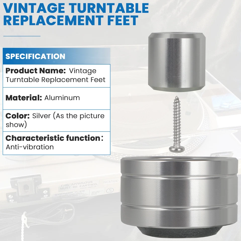 Pies de repuesto de aislamiento de tocadiscos para Pioneer PL-512/514/516/518/540/560 4 PIEZAS Foto 3 de 4