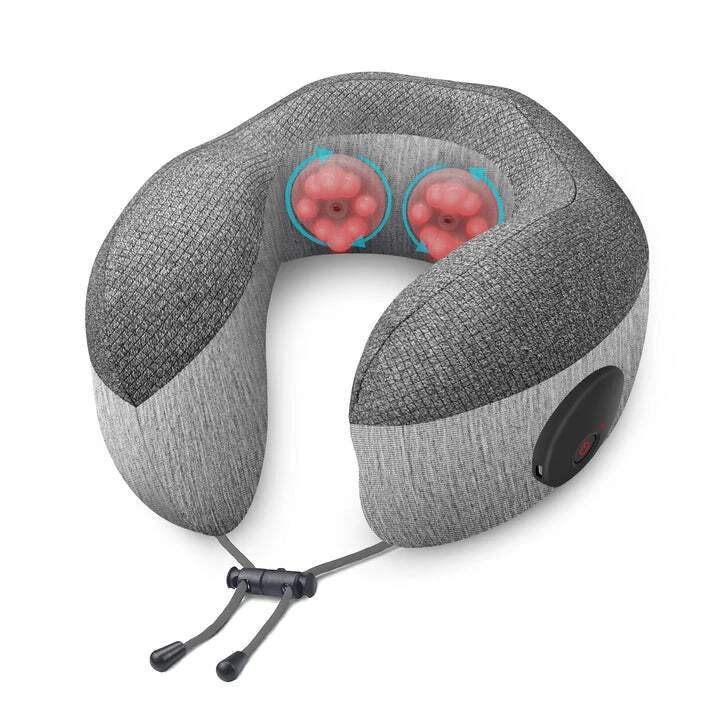 Travel neck top pillow with massager