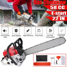 58cc Gas Chainsaw 22" Gasoline Powered Chain Saw 2 Cycle Engine Wood Cutting