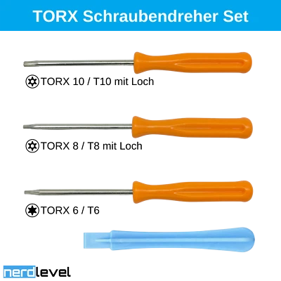 NERDLEVEL Schraubendreher Schraubenzieher TORX 6 8 10 Werkzeug Dreher T6 T8 T10 Schrauben