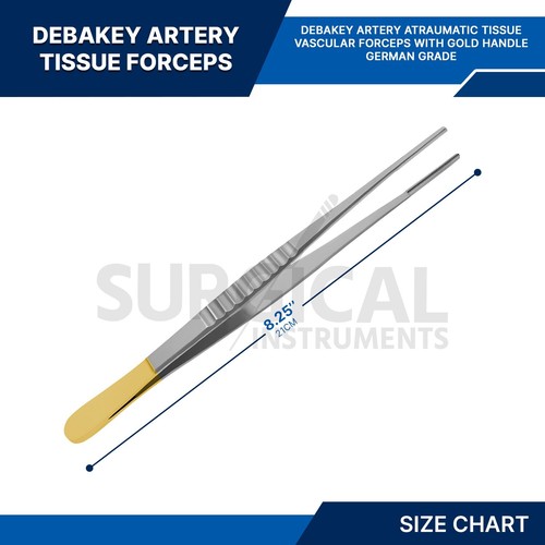 DeBakey Atraumatic Artery Forceps Clamp 8.25'' ENT Surgical Gold Handle German G - Afbeelding 2 van 8