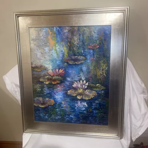 Vintage Oil Painting Original Framed Artwork Abstract Nature Artist Carol Foster