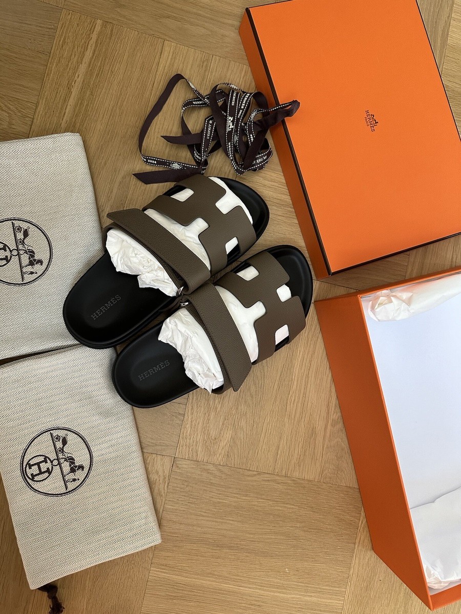 Authentic Hermes Chypre Sandals Etoupe Women's 37 | eBay
