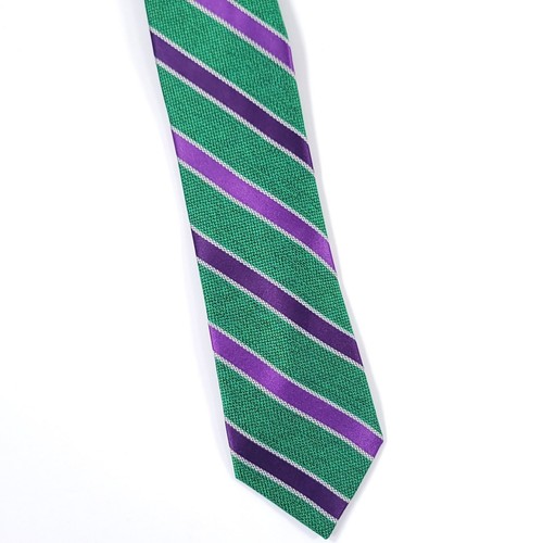 JOSEPH ABBOUD Men's Tie, Silk & Viscose, Striped Pattern, Green & Purple - NWT - Picture 4 of 11