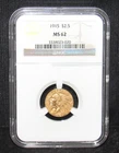 1915 Gold $2.5 Quarter Eagle Indian Head NGC MS 62