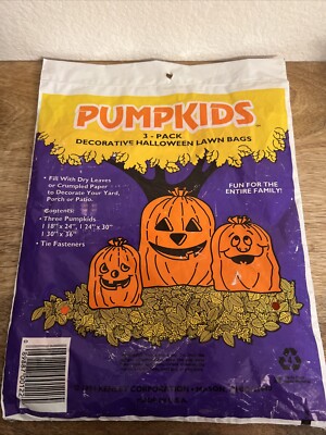 Pumpkins 3-Pack Decorative Halloween Lawn Bags Vintage (1994) Kenley Sealed