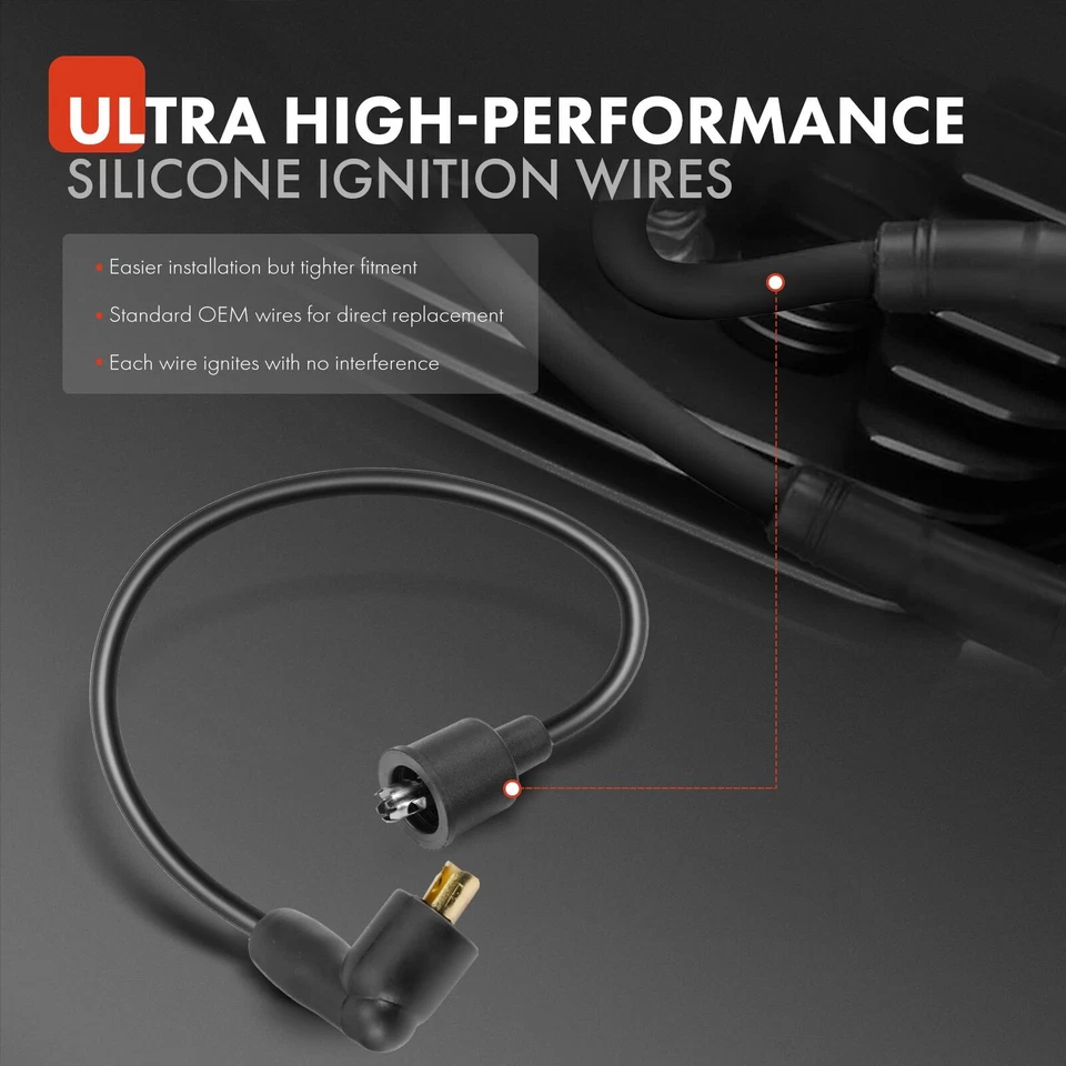 Juego de 9 cables de bujías para Chrysler Town & Country Dodge Challenger Plymouth GTX Foto 3 de 4