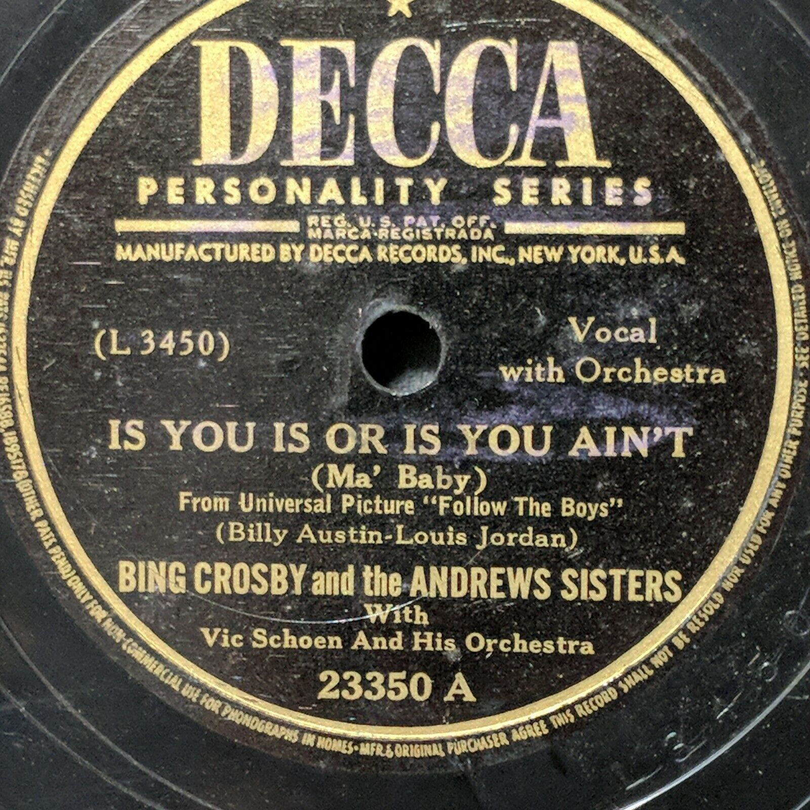 Bing Crosby And The Andrews Sisters - if you is or is you ain't Decca 10" 