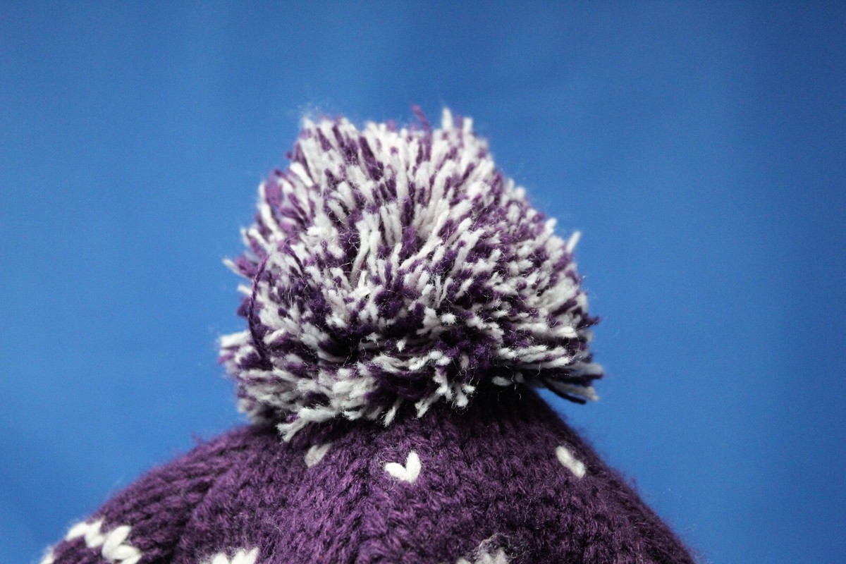 Spyder Ski Hat Beanie Purple White Braids Trapper Cap Acrylic