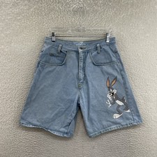 90s Vintage Bugs Bunny Denim Shorts Large 10 29 High Waisted Mickey Jerry Leigh