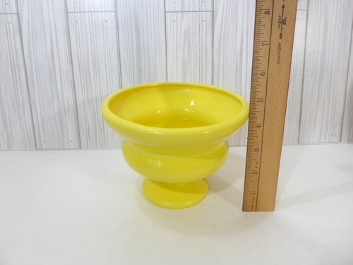 Vintage Haeger Runde Keramik Hellgelb Sockel Vase Blumen Blumen Pflanzgefäß - Bild 8 von 11