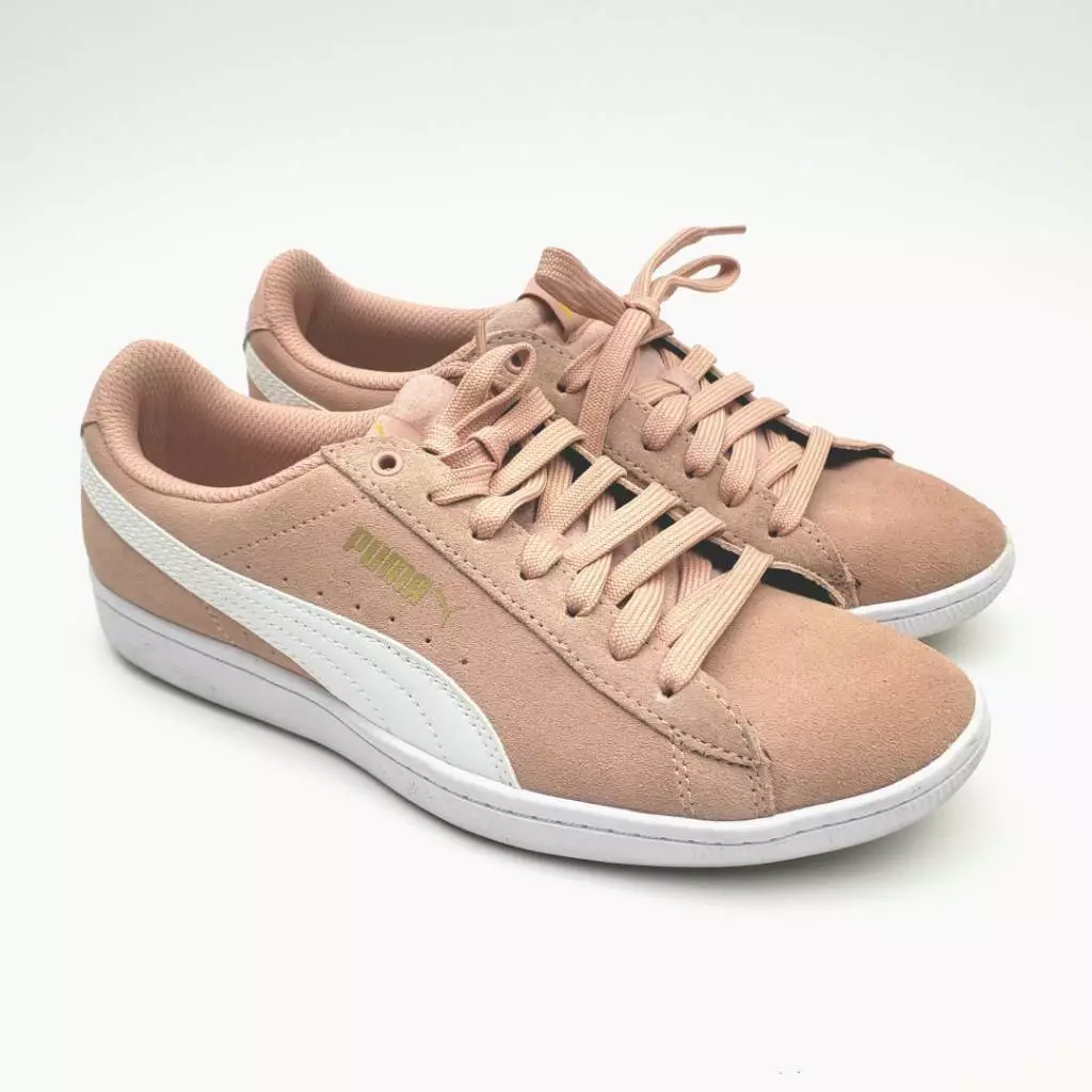 PUMA Womens Vikky V2 Basketball Shoes Rose Pink Low Top Suede