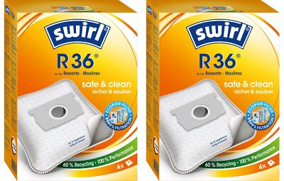 2 Pakete Swirl Staubsaugerbeutel R36 / R 36 für Rowenta, Moulinex ZR-0015 