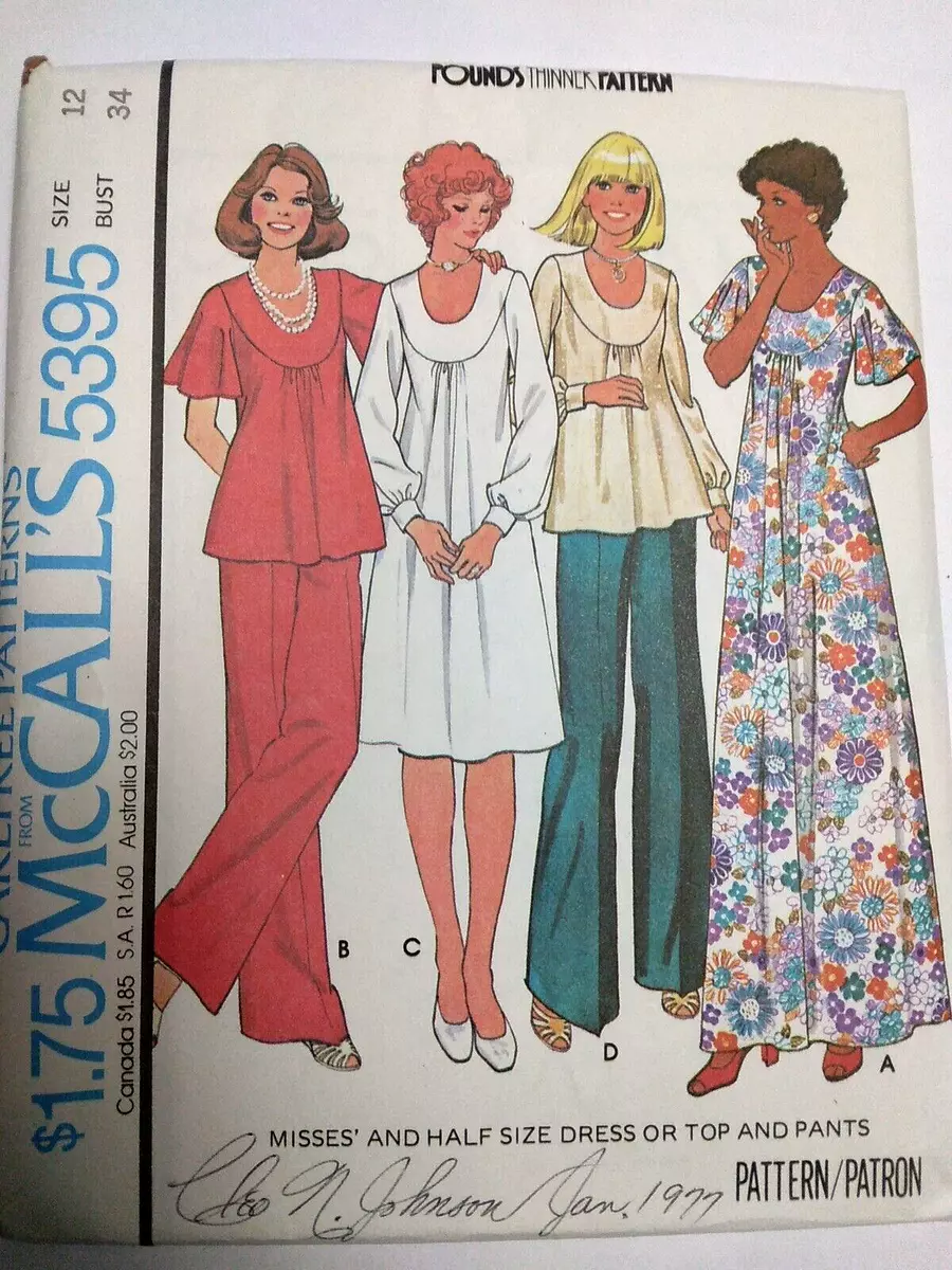 1960s Vintage FUN Bathing Suit and Mini Dress or Tunic Bell-Bottom Pants  Simplicity 8246 Sewing Pattern Bust 34