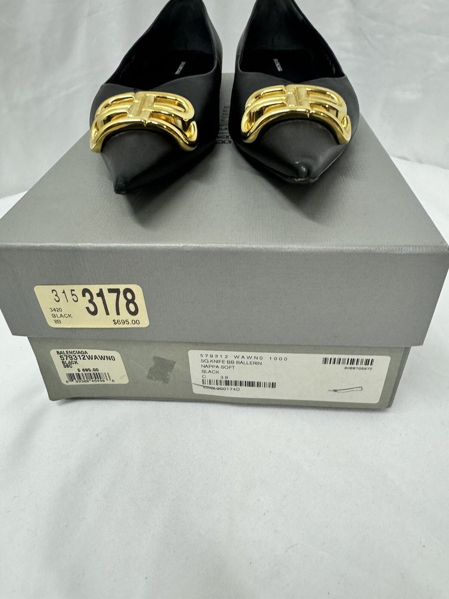 Balenciaga Square Knife BB Leather Pointy Toe Ballerina Balenciaga Square Knife BB Leather Pointy Toe Ballerina