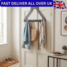 Over The Door Hanger 6 Hooks Clothes Coat Jacket Rack Towel Holder Storage UK