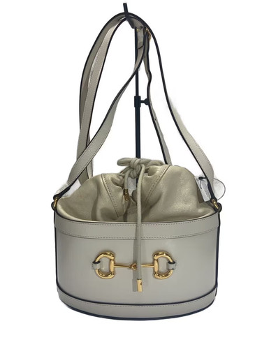 GUCCI Bucket Bag Horsebit 1955 Leather WHT