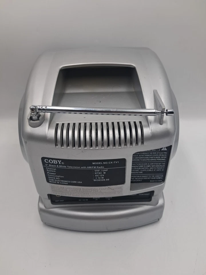 Televisión portátil COBY CX-TV1 5" en blanco y negro - Radio AM/FM PROBADA SIN PWR CBL Foto 4 de 4