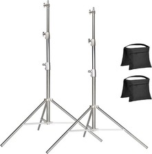 2-Pack 2.8m Stainless Steel Heavy Duty Light Stand w/ 1/4"-3/8" Adapter Sandbag