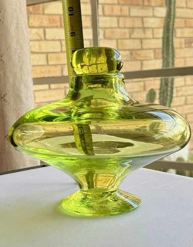 Blenko Glass UFO Visitors Decanter Absinthe Green. #45/51. Blenko Now Exhibit