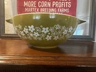 Vintage Pyrex 444 Spring Blossom Green Crazy Daisy Cinderella Mixing Bowl 4 QT