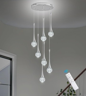Modern Chrome Crystal Chandelier 7 Light Spiral Dimmable