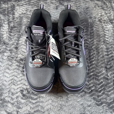 Skechers  Safety Toe Construction Flex Sole Sneakers Women Size 9 Purple black
