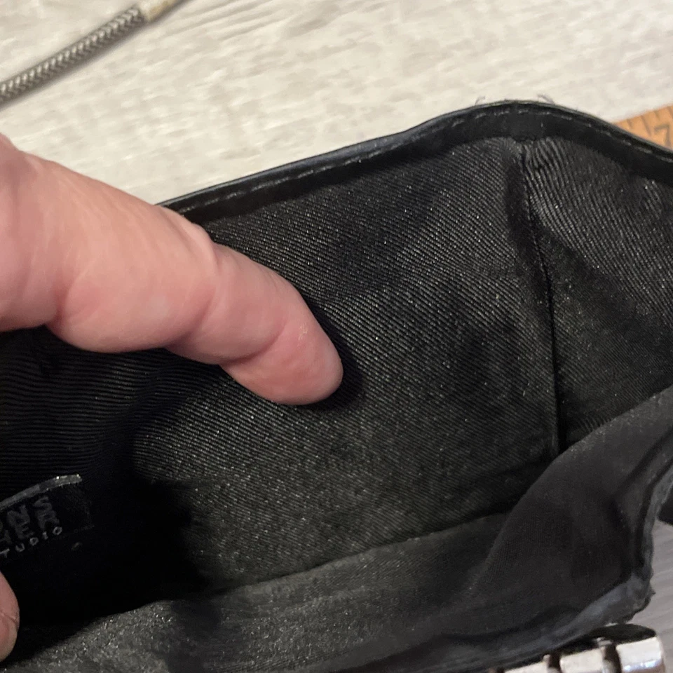 Wilsons 皮革 Pelle Studio 钱包黑色柔软皮革双折 4.5 英寸 x 4.5 英寸 90 年代 — 第 4/4 张图片