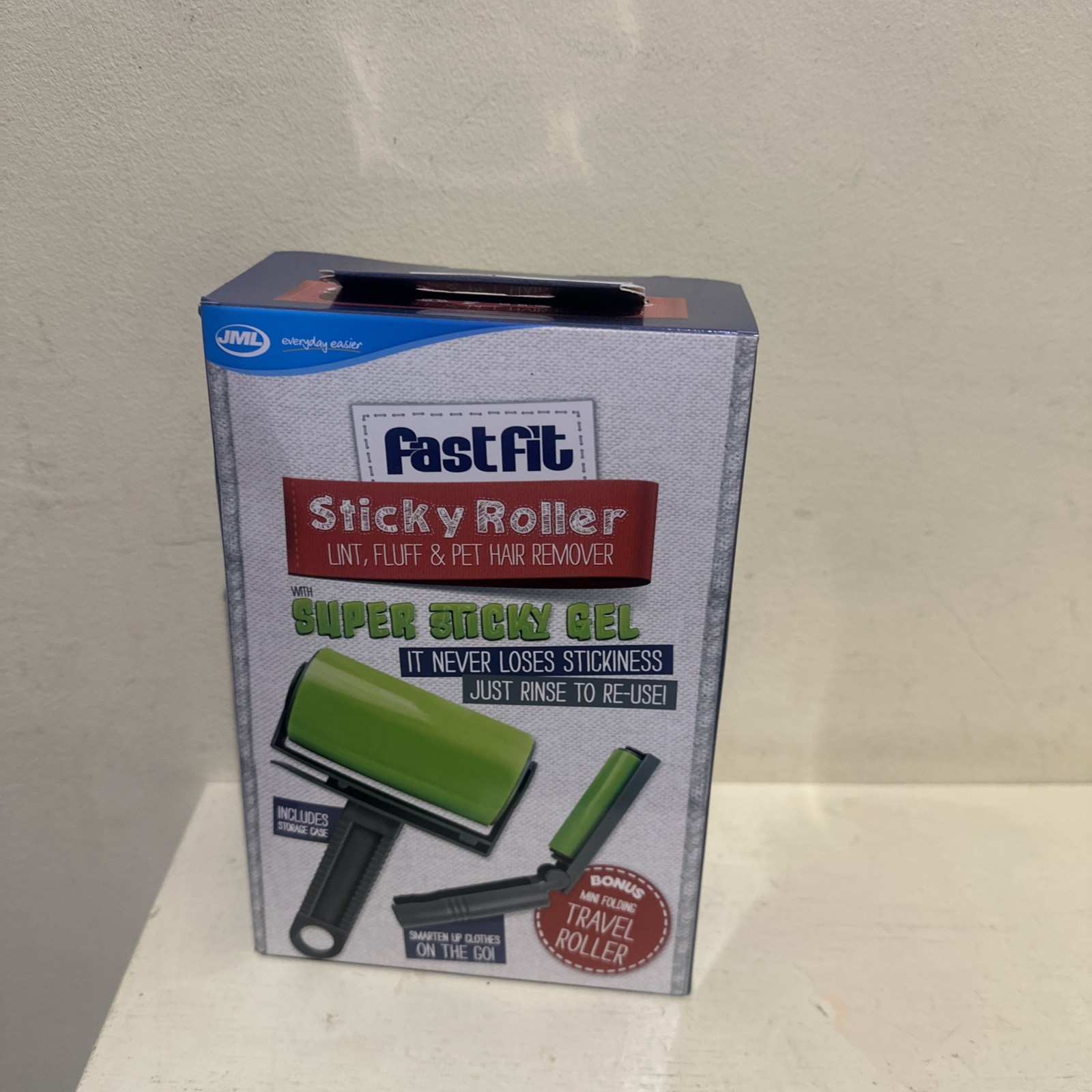 JML Fastfit Sticky Roller Plus Mini Folding Travel Roller - Lint Fluff Remover